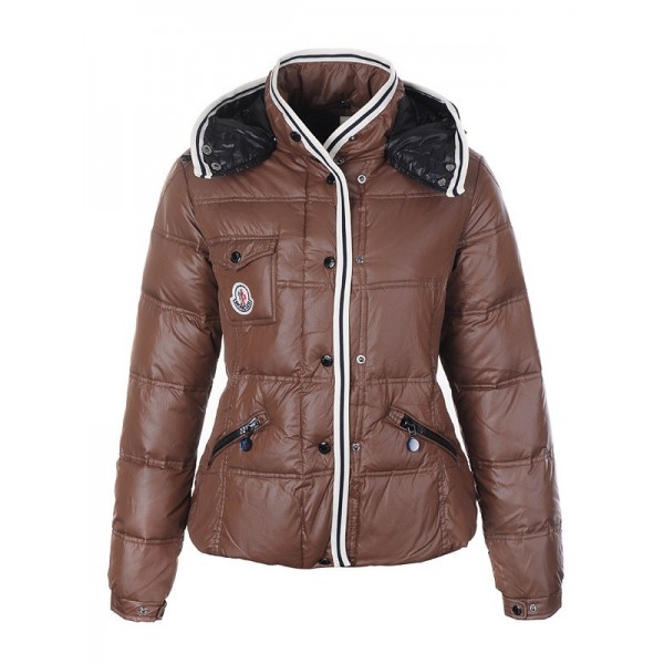 Moncler marrone Mock Collar Slim Cappotti uscita